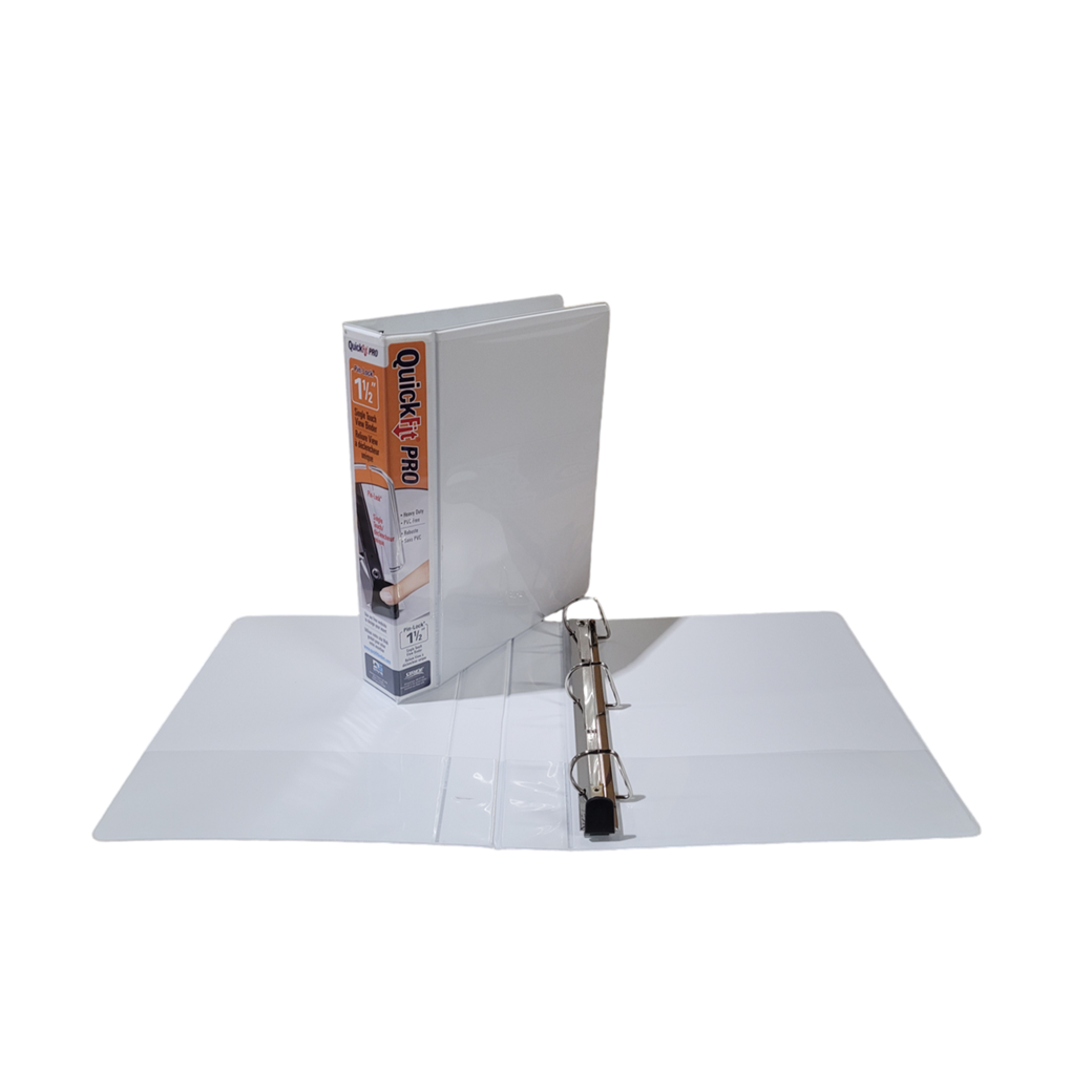 QuickFit PRO Single Touch View Binder D-Ring (1.5", White)